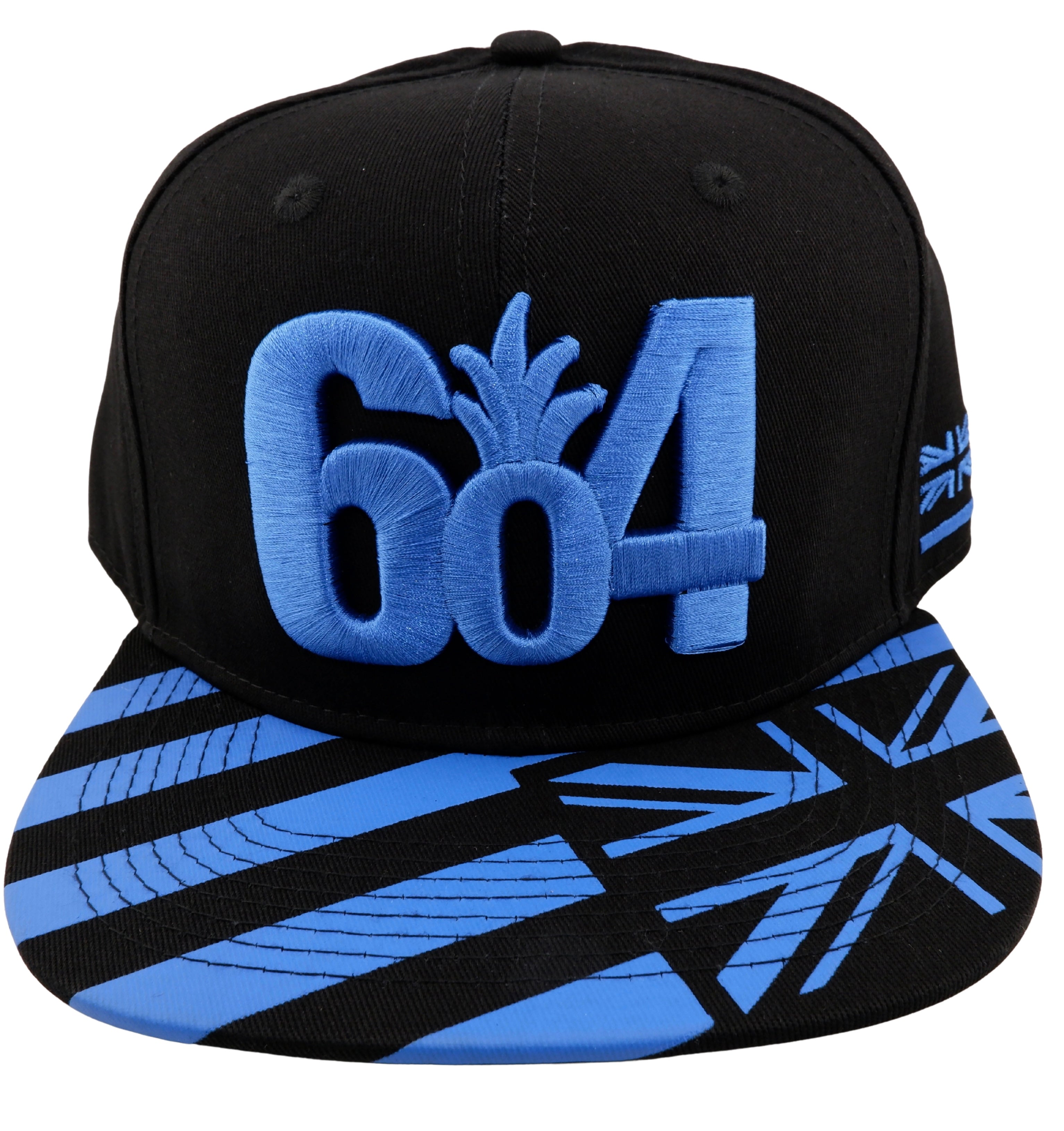 Black/Royal Blue Hawaiian Flag Flat Snapback