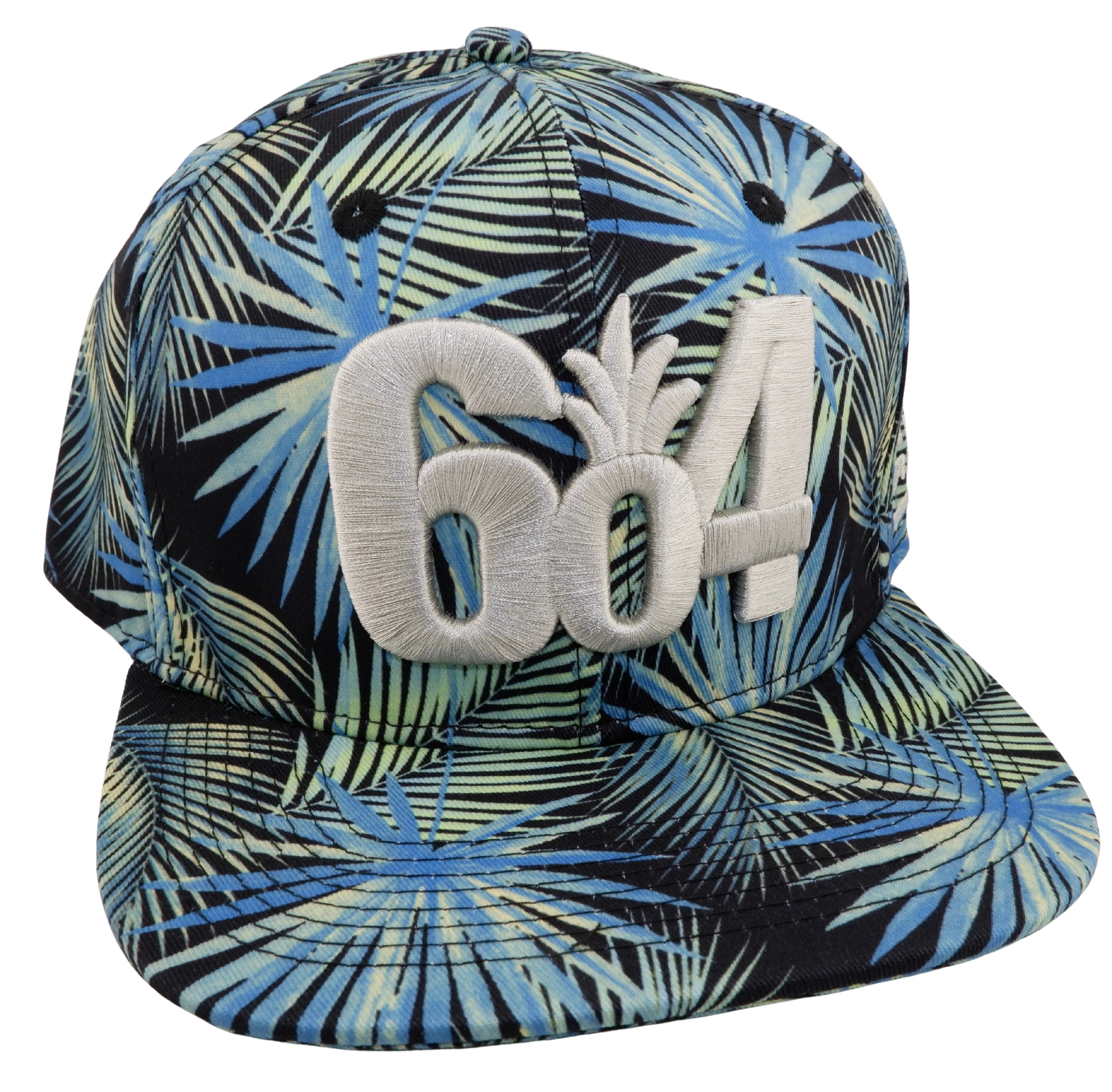 Green/Blue Fan Palm Flat Snapback