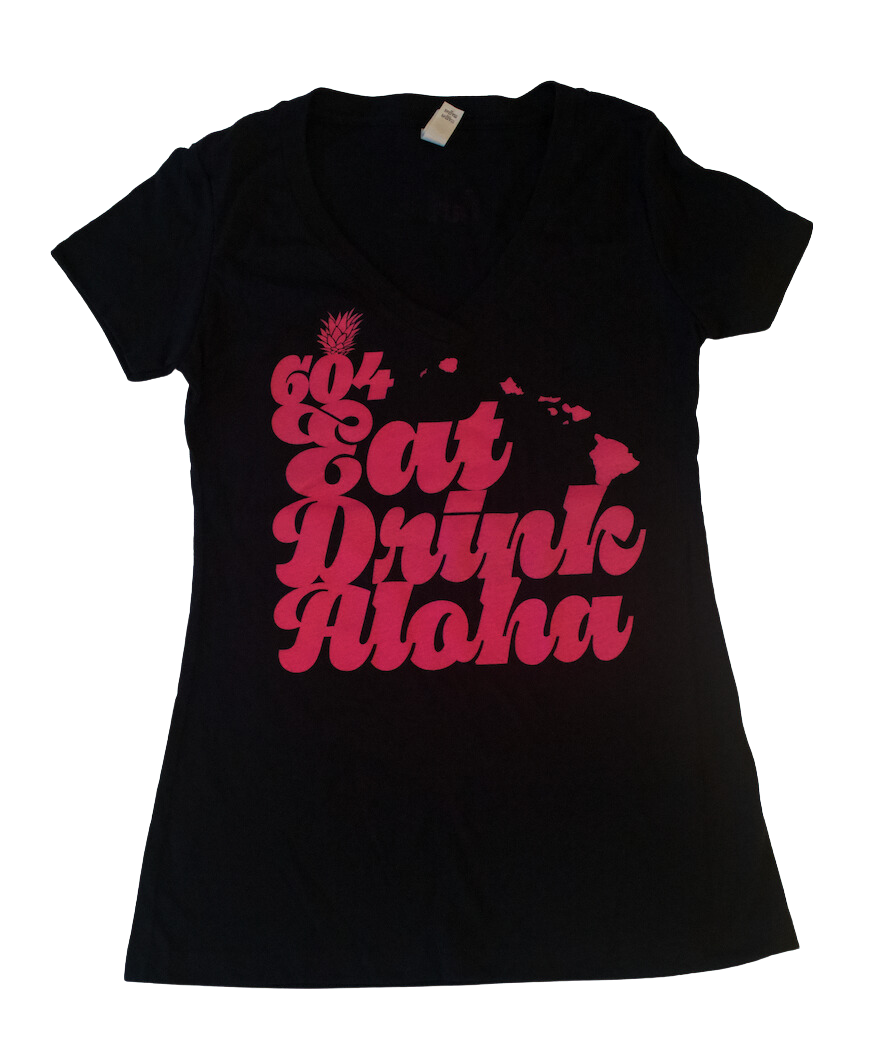 Black/Pink Eat Drink Aloha Women's Tee