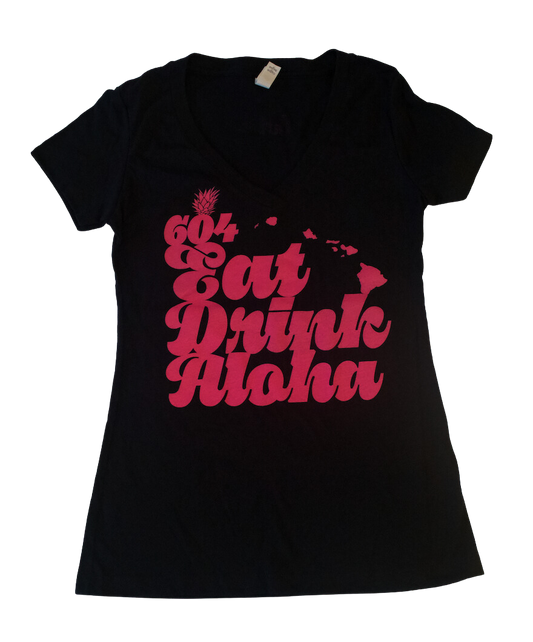 Black/Pink Eat Drink Aloha Women's Tee