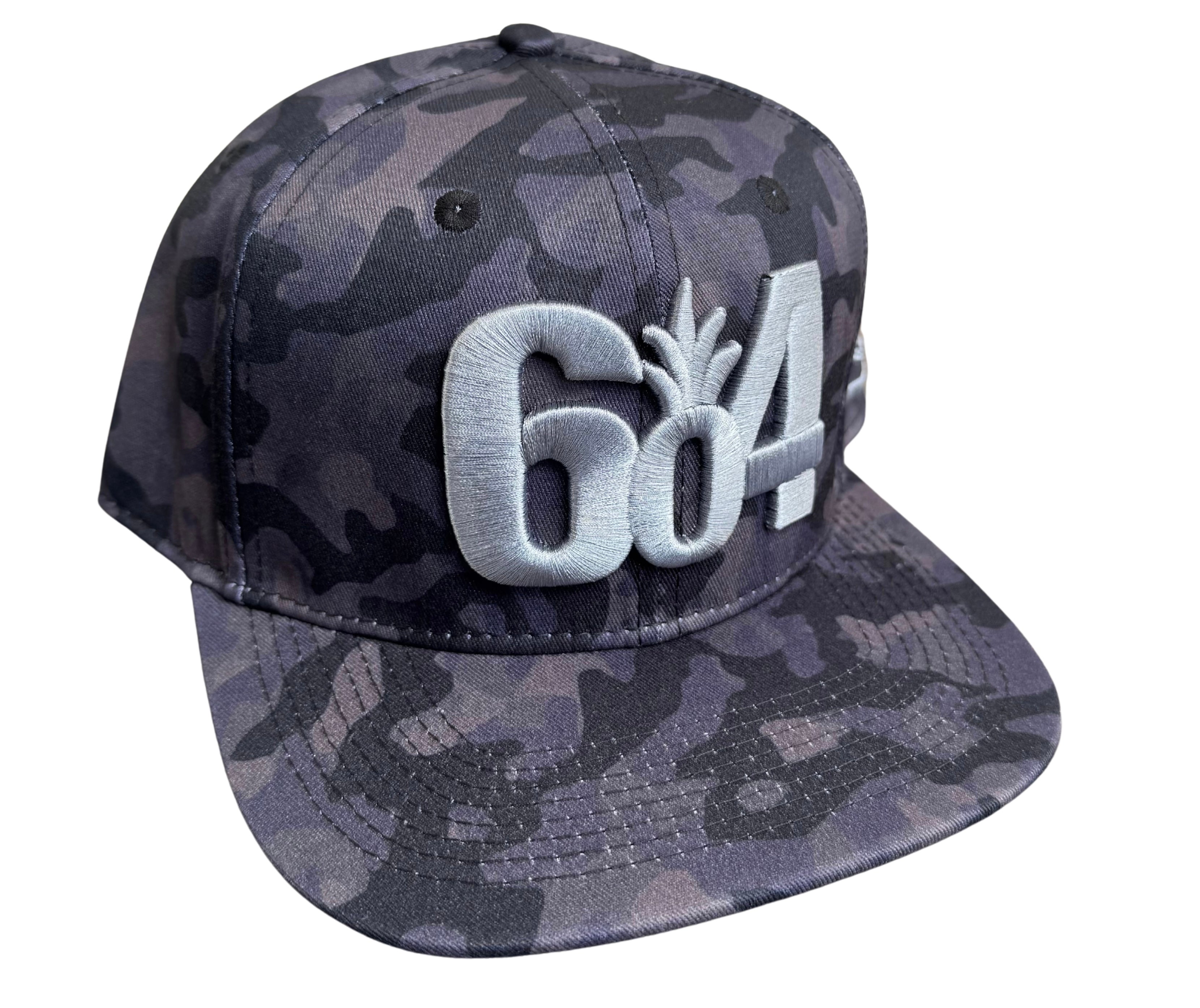Dark Gray / Black Camo 604 Flat Snapback